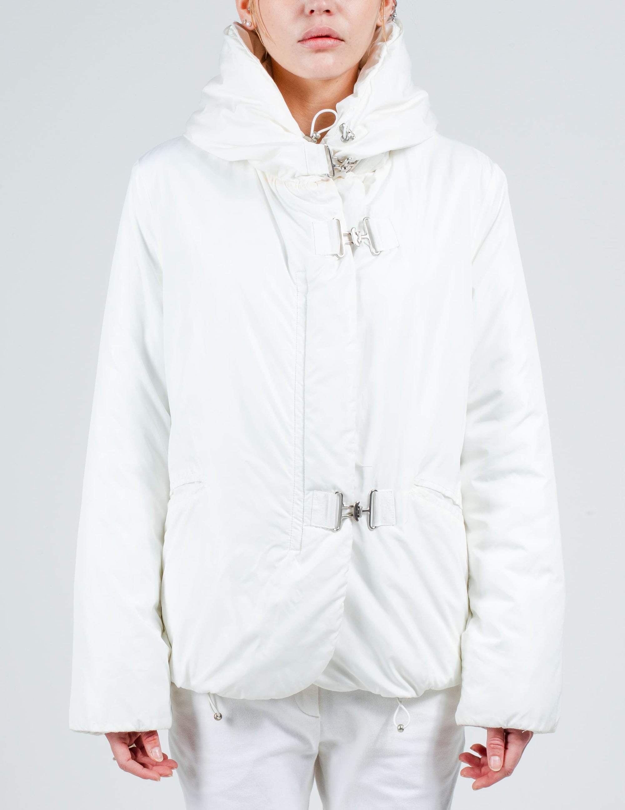 Front View of White Armani Bondage Jacket