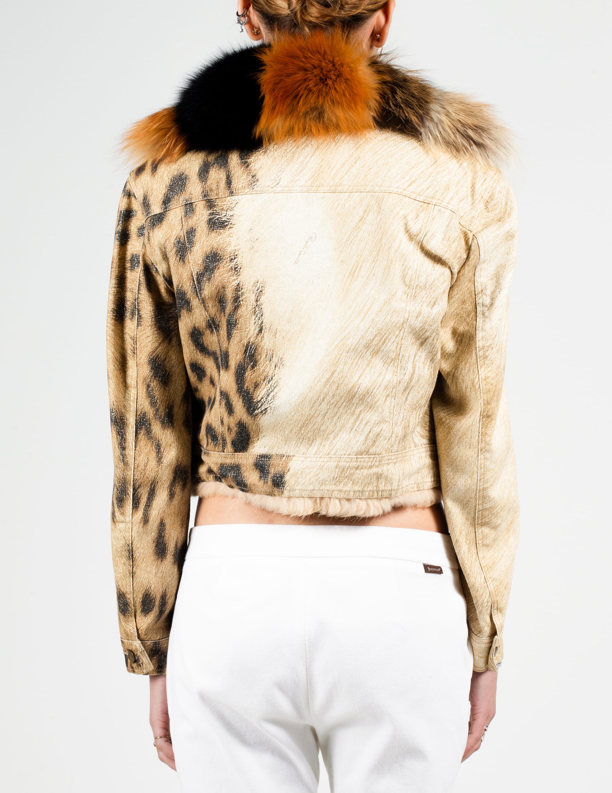 Back View of Roberto Cavalli Fur Trucker Jacket