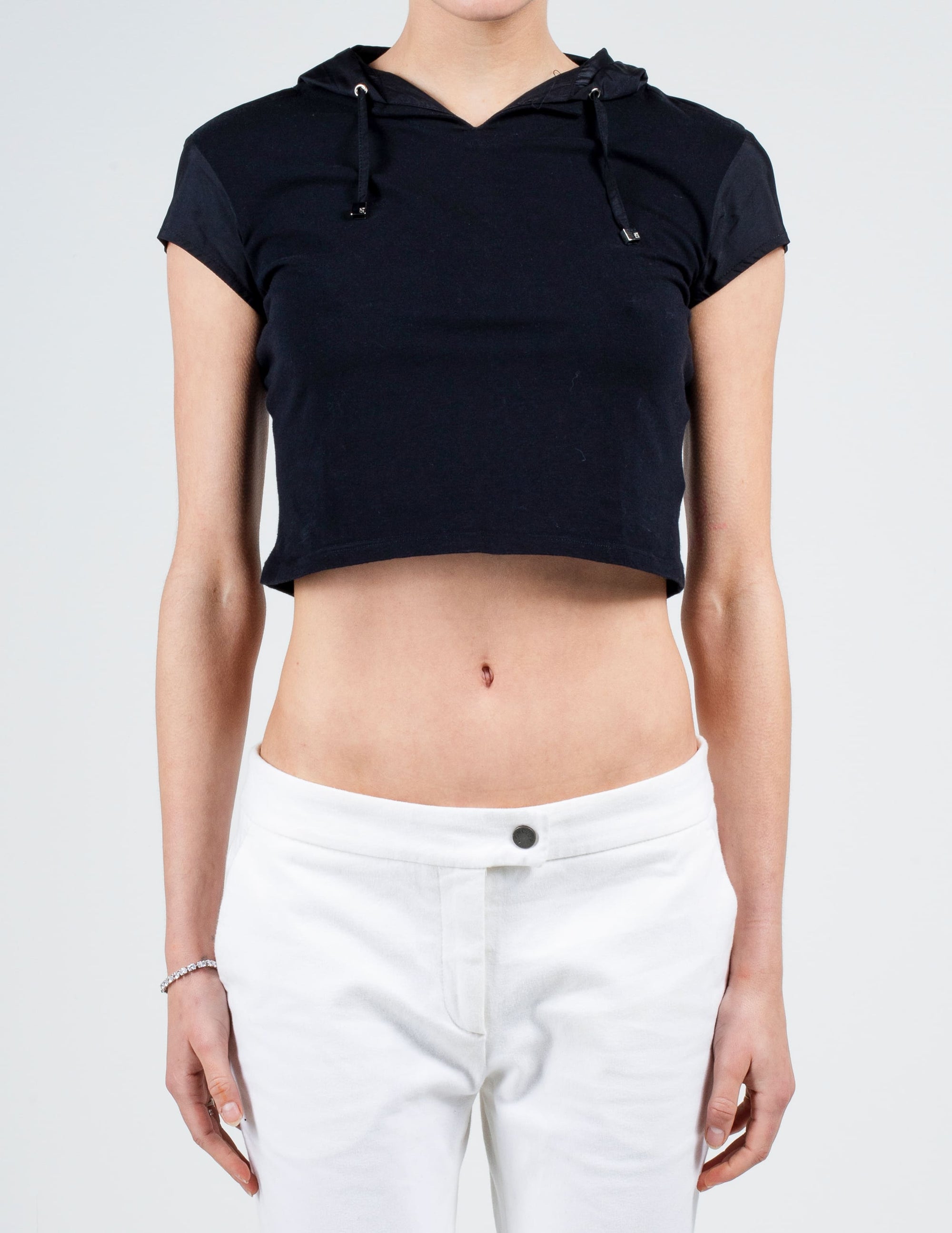 Front View of Cropped Fendi Hoodie Top