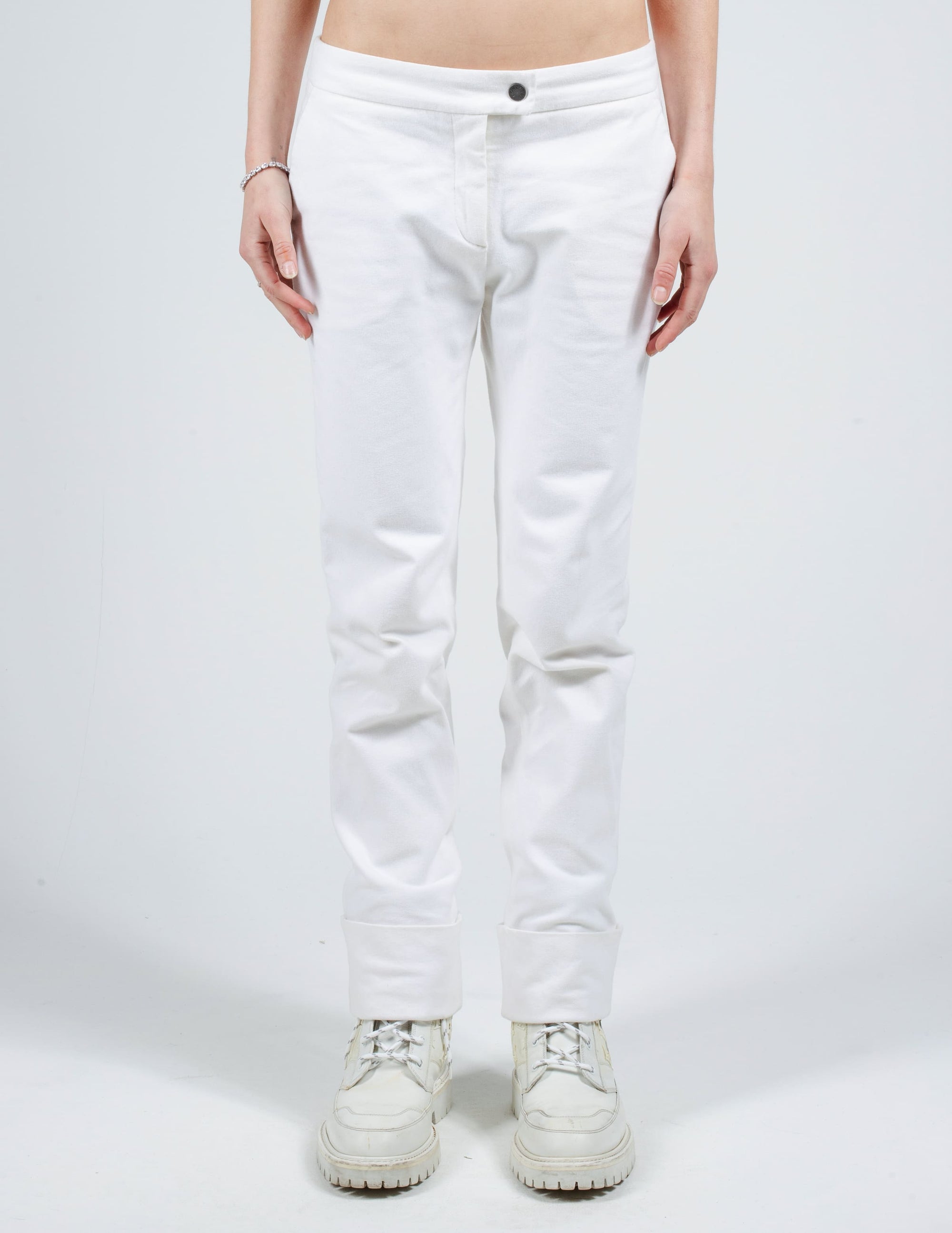 Front View of White Moncler Trousers