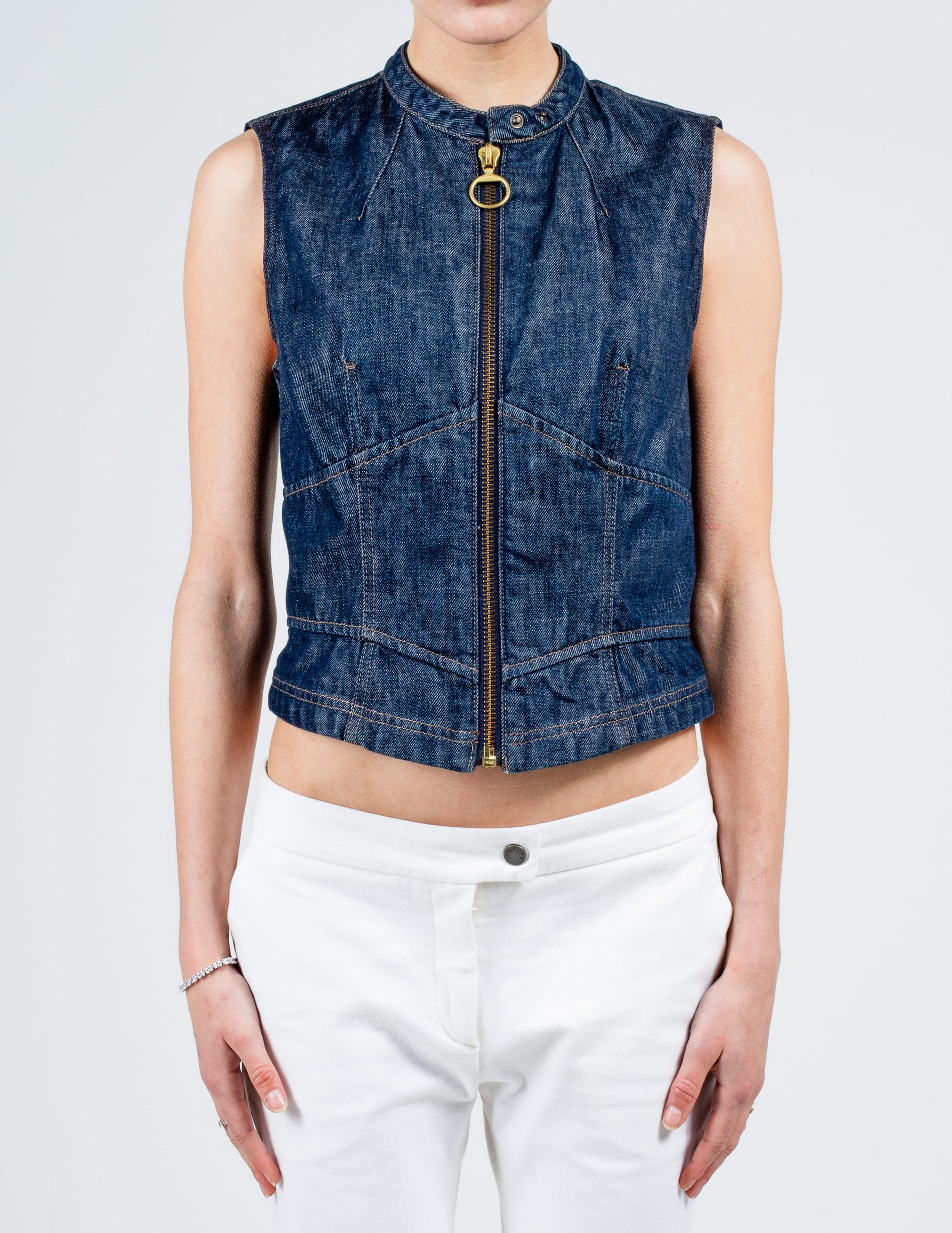 Front View of Prada Denim Gilet