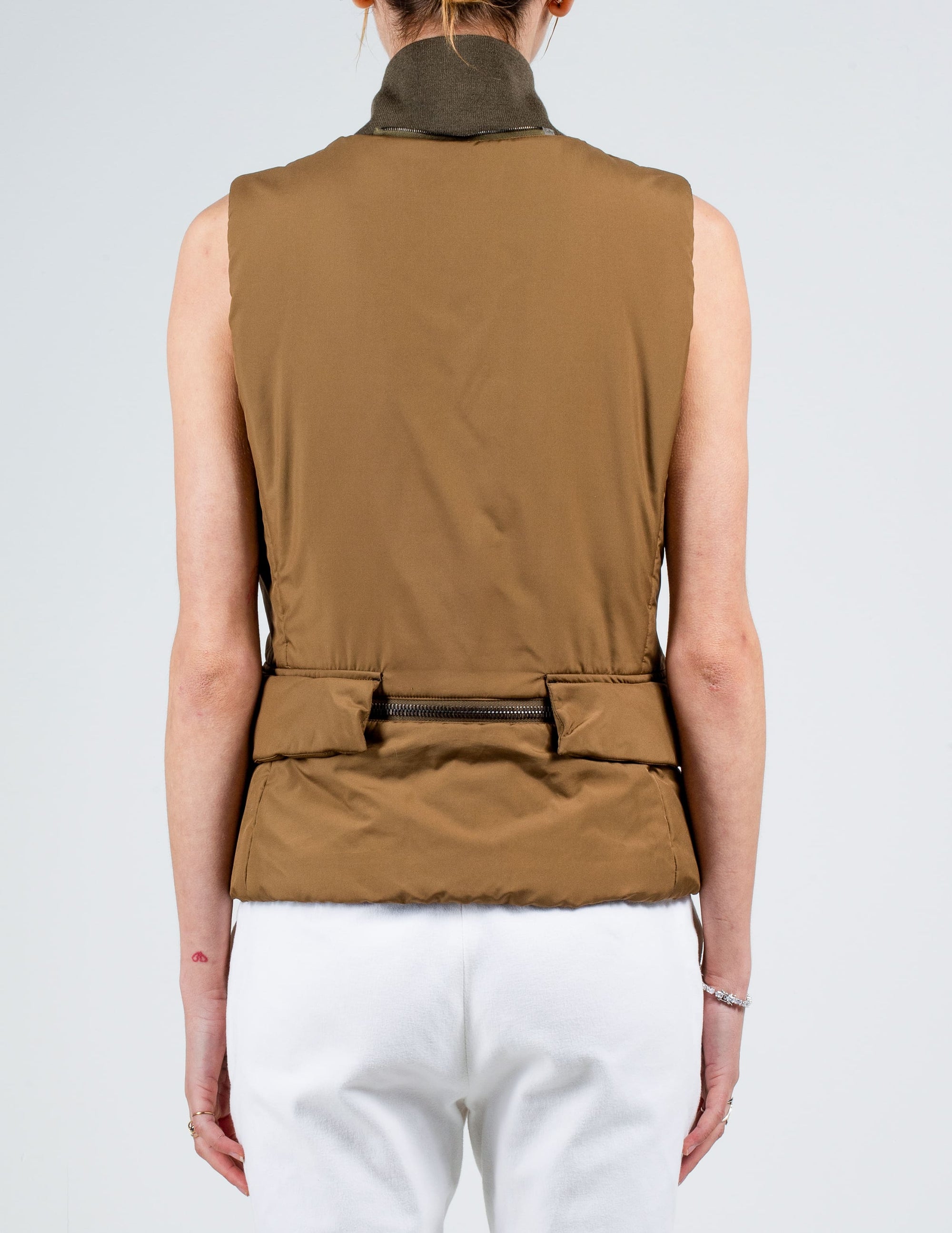 Back View of Prada Nylon Gilet With Detachable Fur Removed