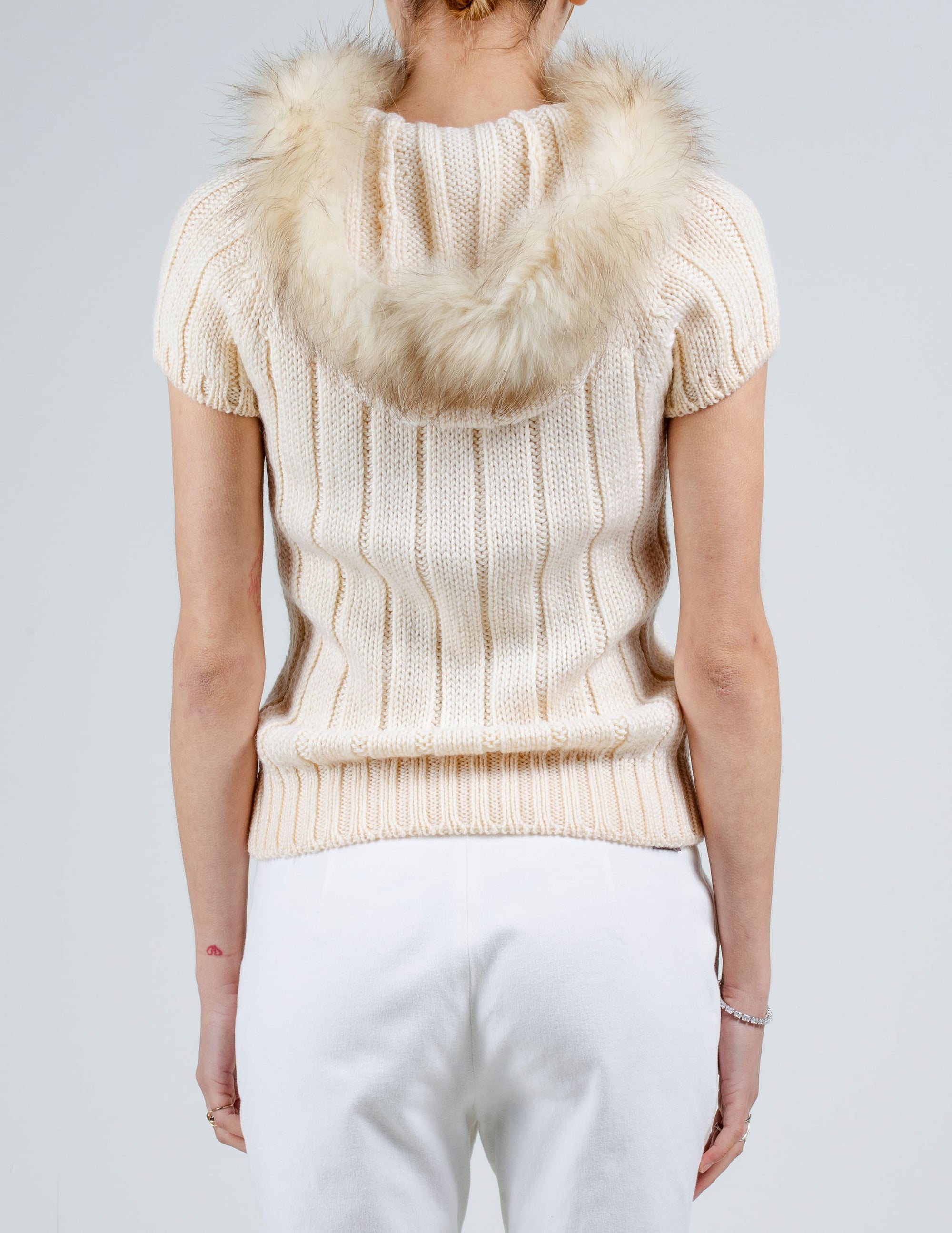 Back View of Prada Fur-Trimmed Knit