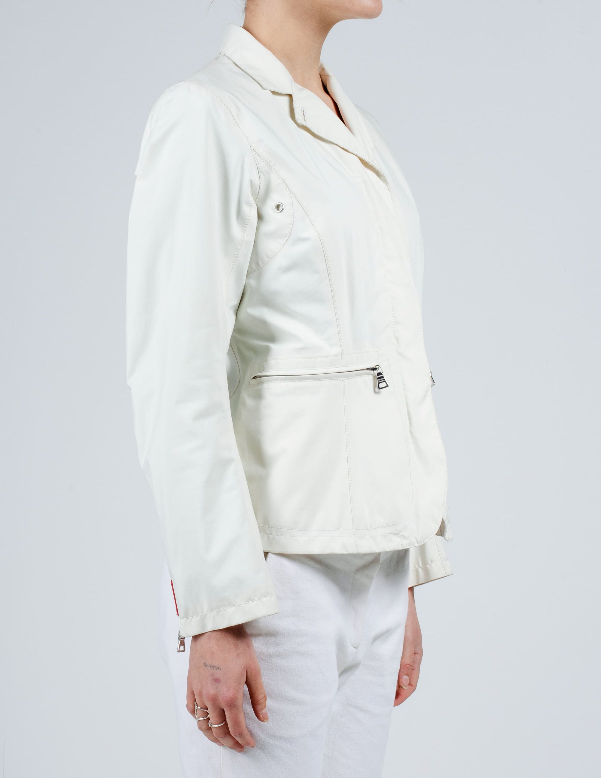 Front View of White Prada Gore-Tex Blazer