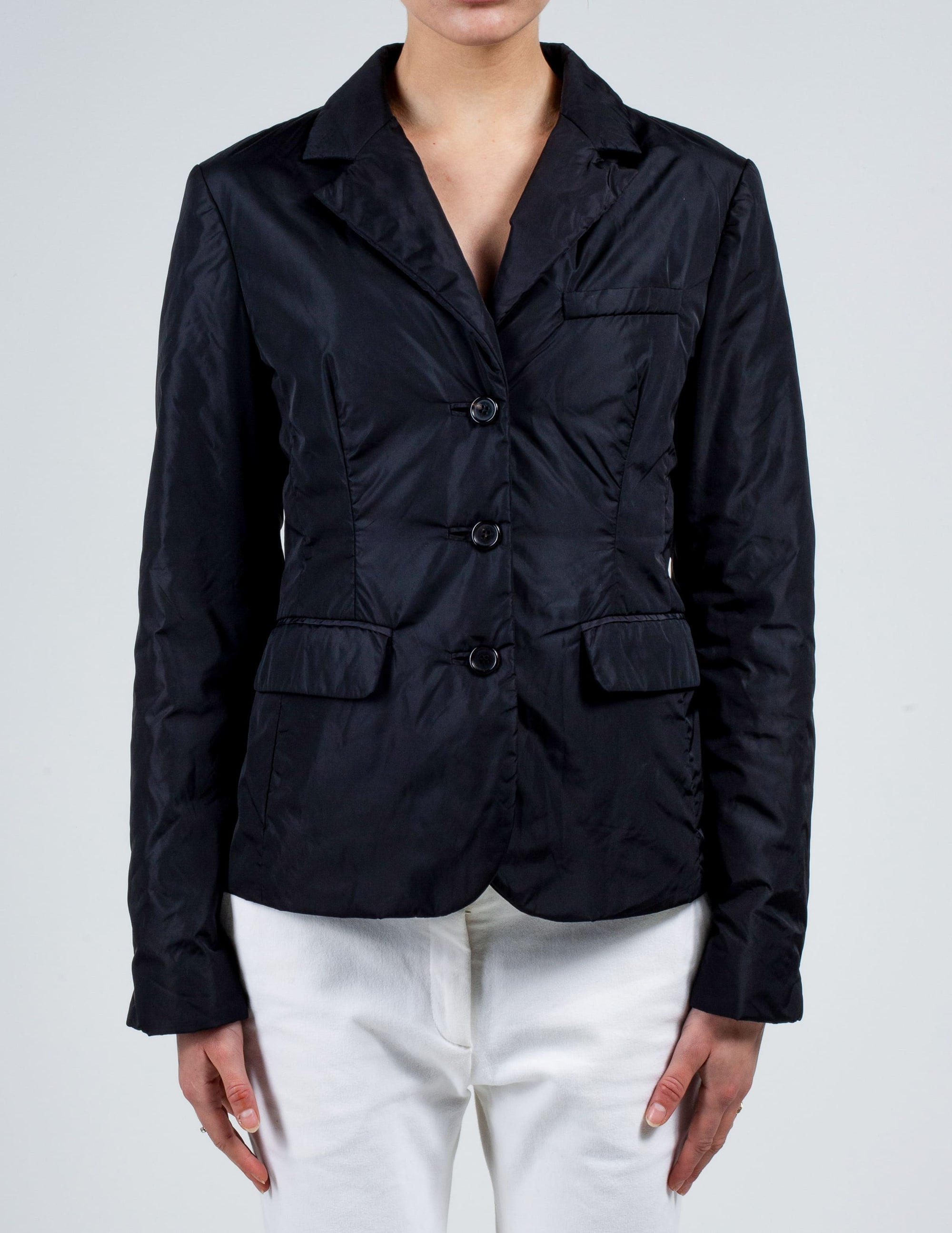 Front View of Black Prada Padded Blazer