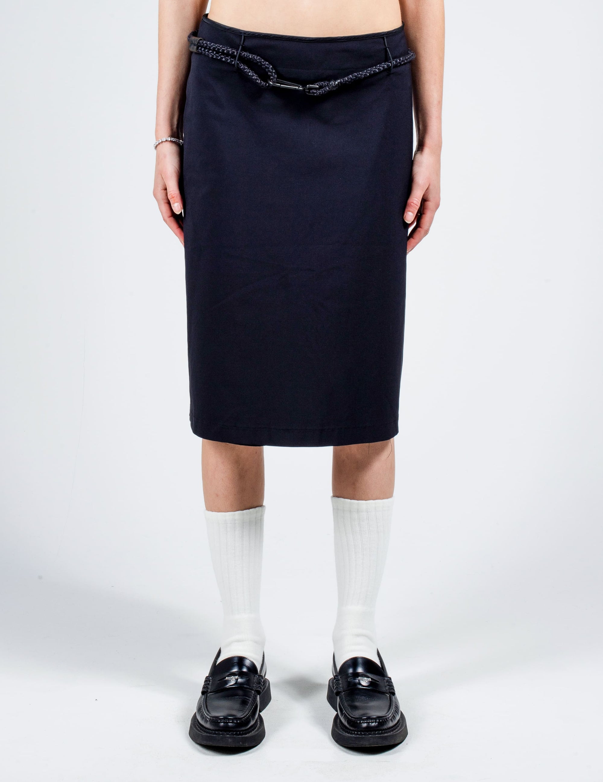 Front View of Prada Nylon Cord Skirt